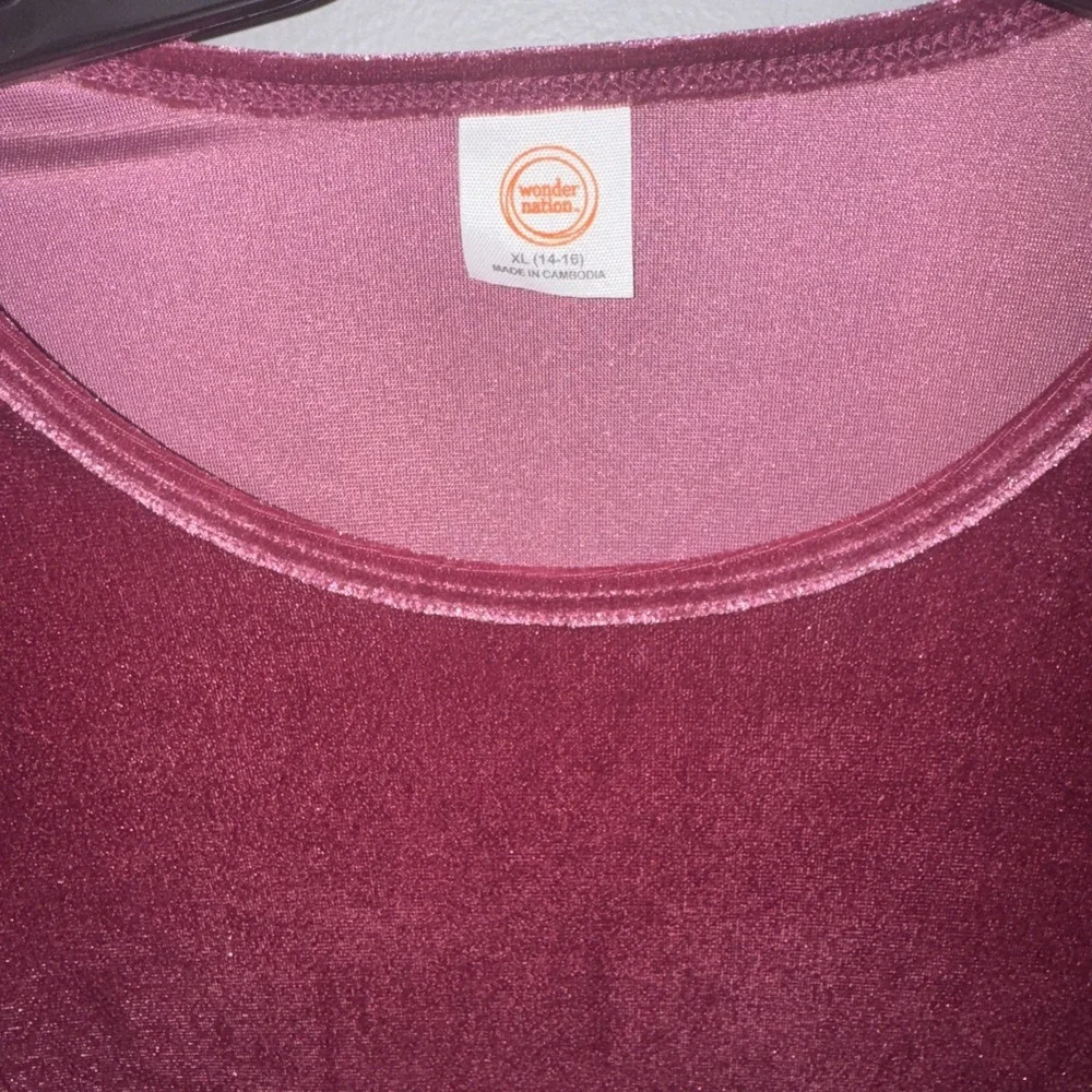 Girls Dress Maroon Velvet Top, Lace Bottom. XL 14/16 New